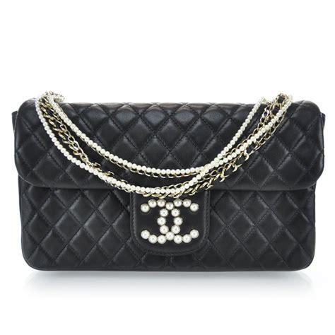 CHANEL Lambskin Medium Westminster Pearl Flap Black